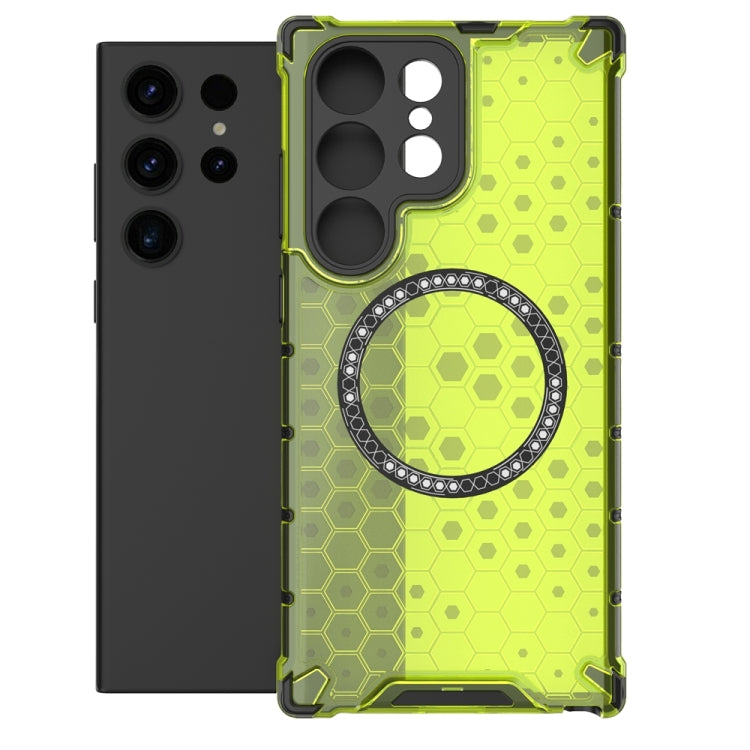 For Samsung Galaxy S23 Ultra 5G Honeycomb Magnetic Ring Shockproof Phone Case