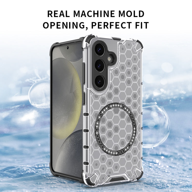 For Samsung Galaxy S25+ 5G Honeycomb Magnetic Ring Shockproof Phone Case