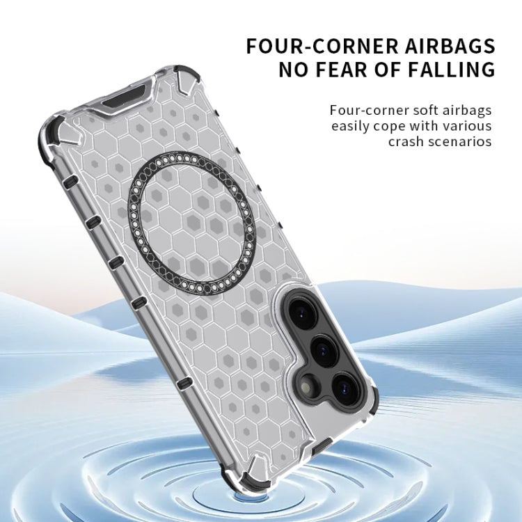 For Samsung Galaxy S25+ 5G Honeycomb Magnetic Ring Shockproof Phone Case