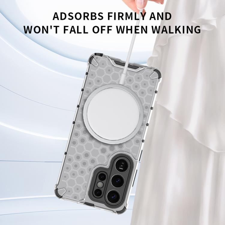 For Samsung Galaxy S26 Ultra 5G Honeycomb Magnetic Ring Shockproof Phone Case