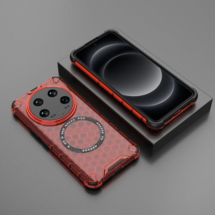 For Xiaomi 14 Ultra Honeycomb Magnetic Ring Shockproof Phone Case