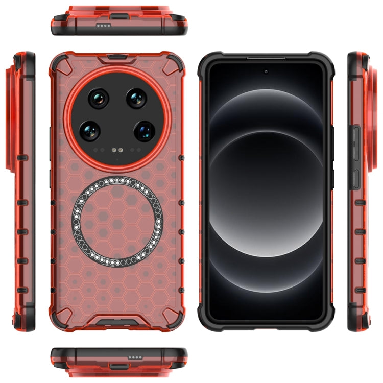 For Xiaomi 14 Ultra Honeycomb Magnetic Ring Shockproof Phone Case