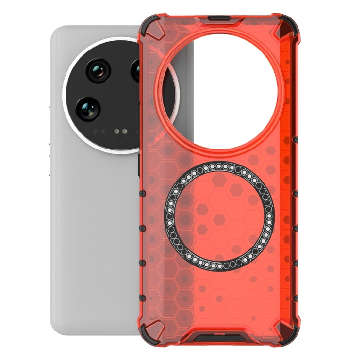 For Xiaomi 14 Ultra Honeycomb Magnetic Ring Shockproof Phone Case