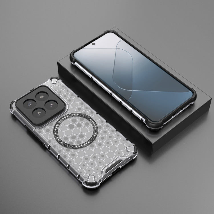 For Xiaomi 14 Pro Honeycomb Magnetic Ring Shockproof Phone Case