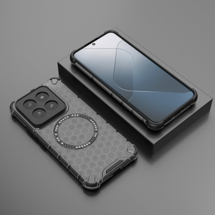 For Xiaomi 14 Pro Honeycomb Magnetic Ring Shockproof Phone Case