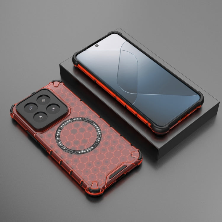 For Xiaomi 14 Pro Honeycomb Magnetic Ring Shockproof Phone Case