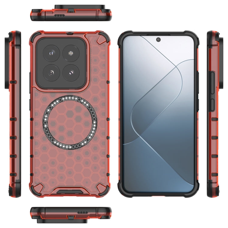For Xiaomi 14 Pro Honeycomb Magnetic Ring Shockproof Phone Case