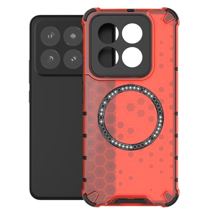 For Xiaomi 14 Pro Honeycomb Magnetic Ring Shockproof Phone Case