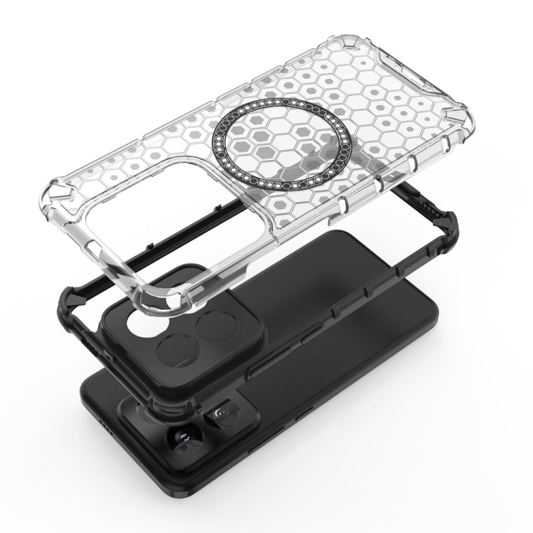 For Xiaomi 14 Pro Honeycomb Magnetic Ring Shockproof Phone Case