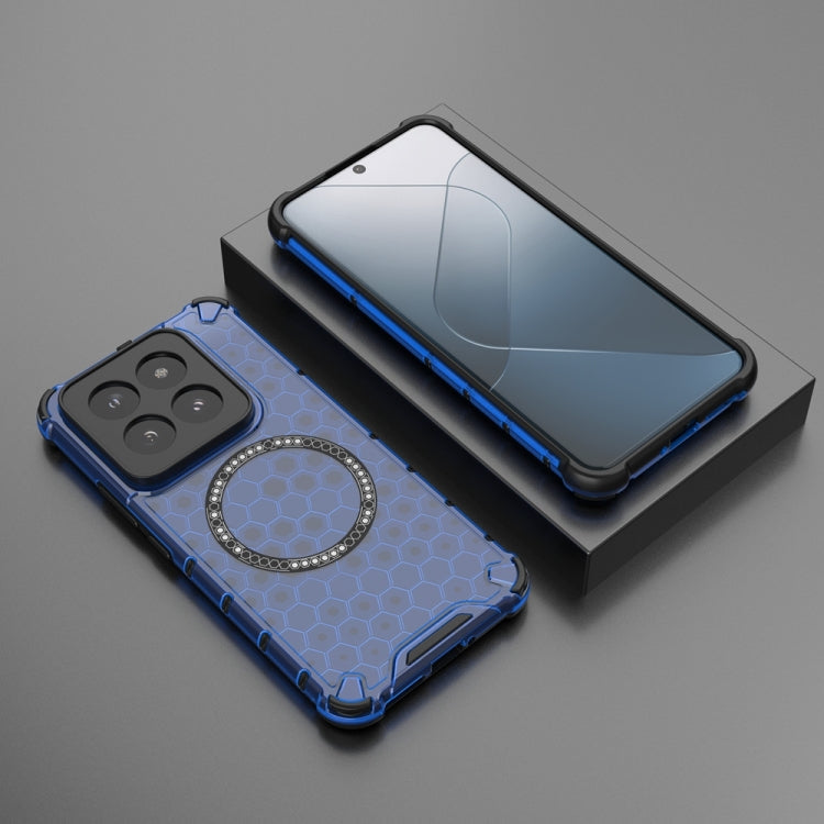 For Xiaomi 14 Pro Honeycomb Magnetic Ring Shockproof Phone Case