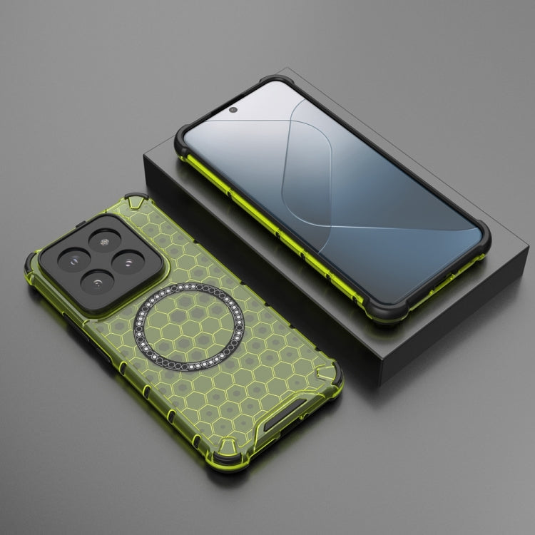 For Xiaomi 14 Pro Honeycomb Magnetic Ring Shockproof Phone Case