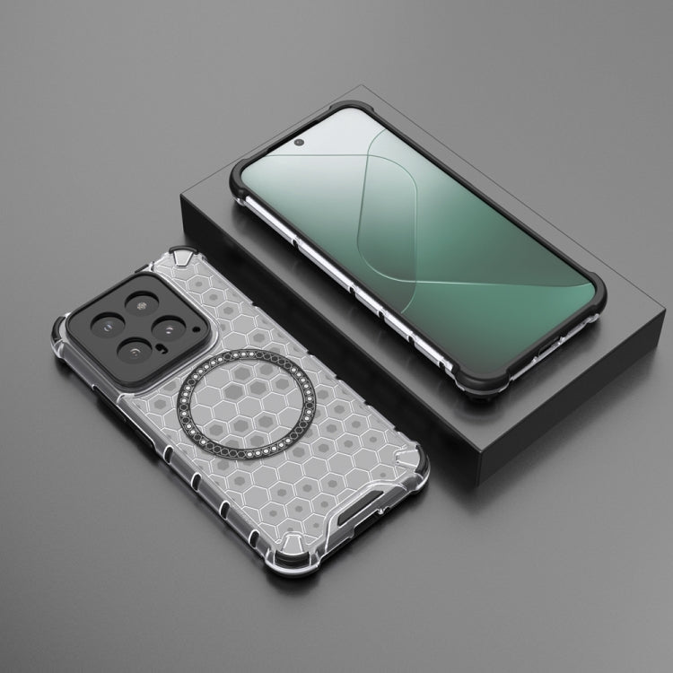 For Xiaomi 14 Honeycomb Magnetic Ring Shockproof Phone Case