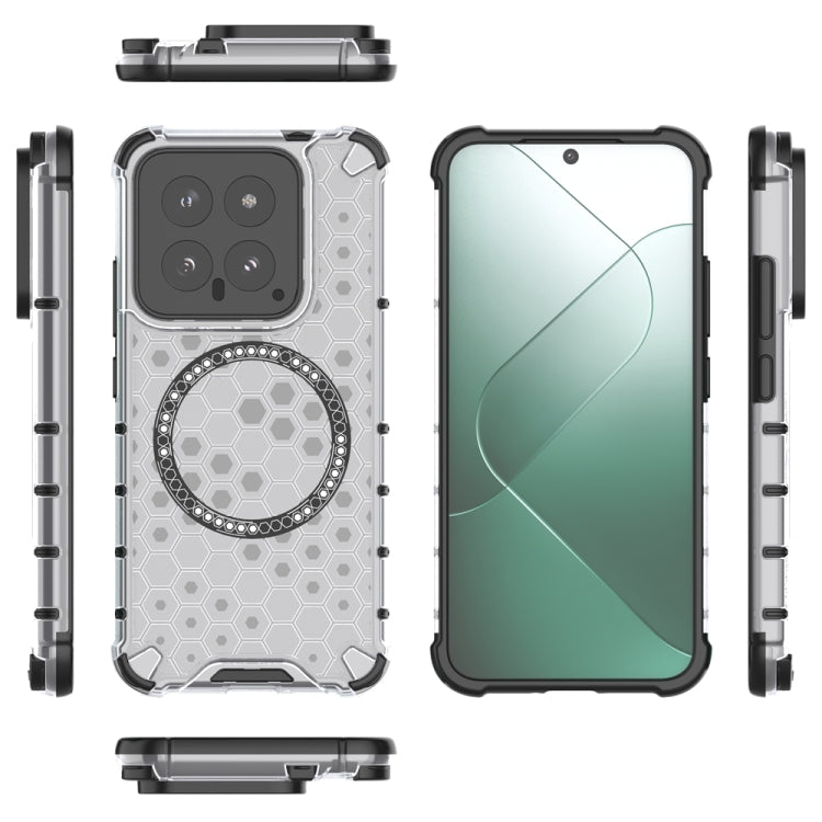 For Xiaomi 14 Honeycomb Magnetic Ring Shockproof Phone Case