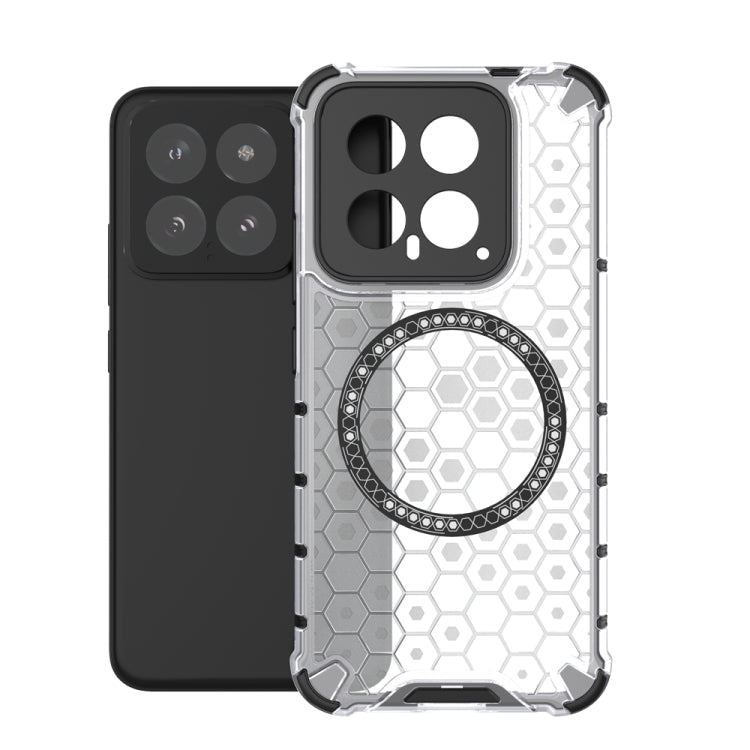 For Xiaomi 14 Honeycomb Magnetic Ring Shockproof Phone Case