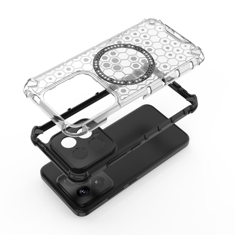 For Xiaomi 14 Honeycomb Magnetic Ring Shockproof Phone Case