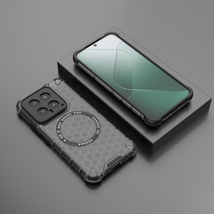 For Xiaomi 14 Honeycomb Magnetic Ring Shockproof Phone Case
