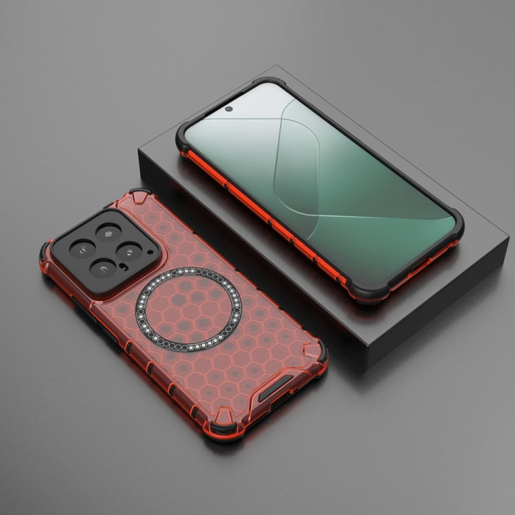For Xiaomi 14 Honeycomb Magnetic Ring Shockproof Phone Case