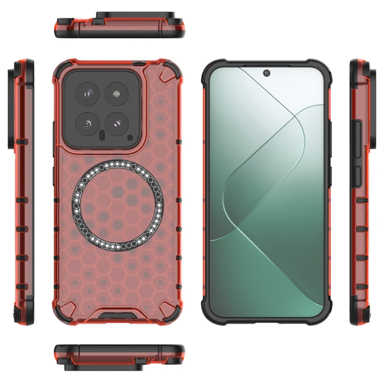 For Xiaomi 14 Honeycomb Magnetic Ring Shockproof Phone Case