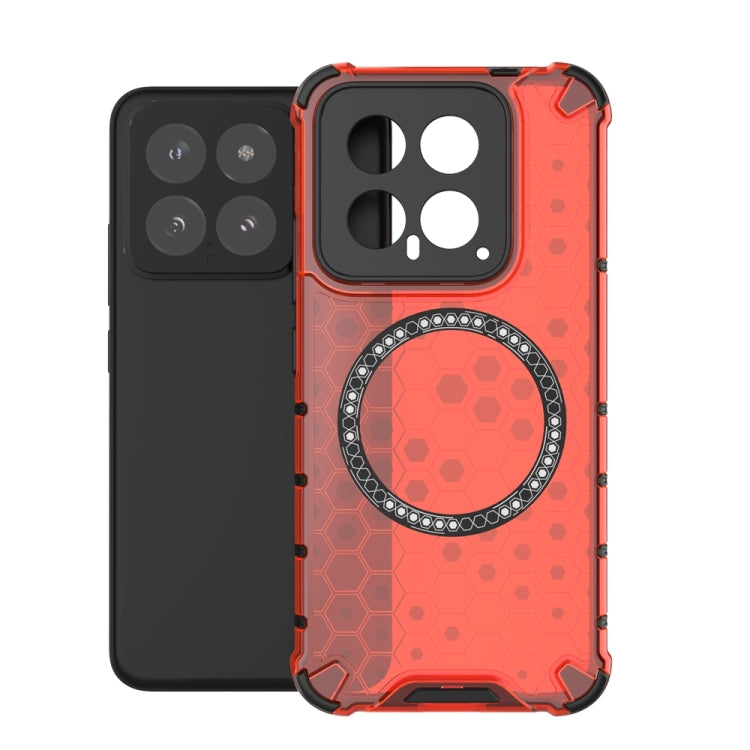 For Xiaomi 14 Honeycomb Magnetic Ring Shockproof Phone Case