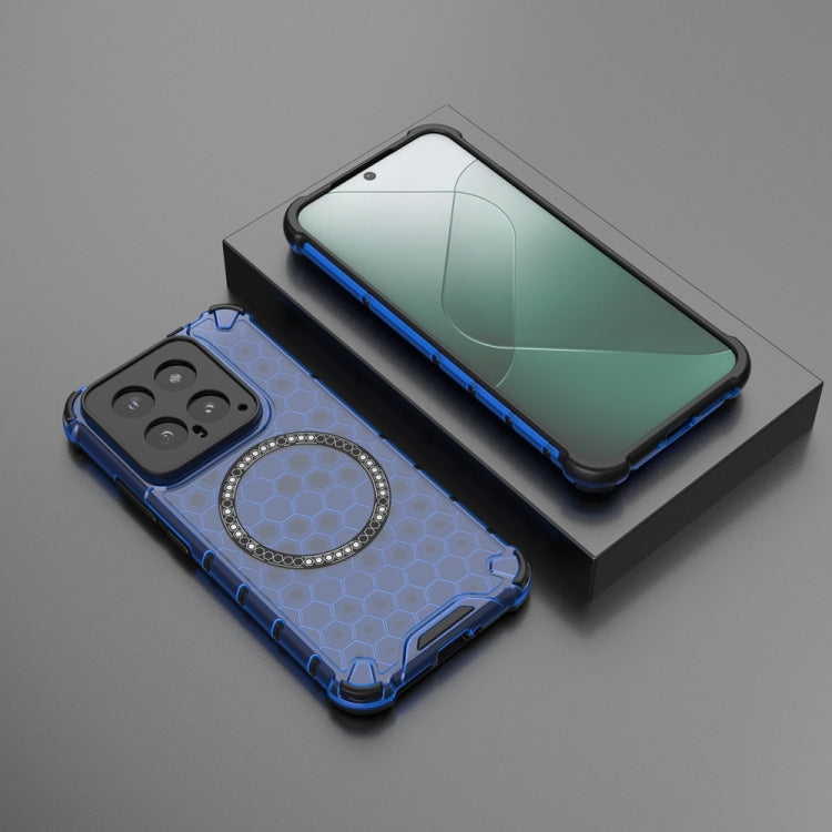 For Xiaomi 14 Honeycomb Magnetic Ring Shockproof Phone Case