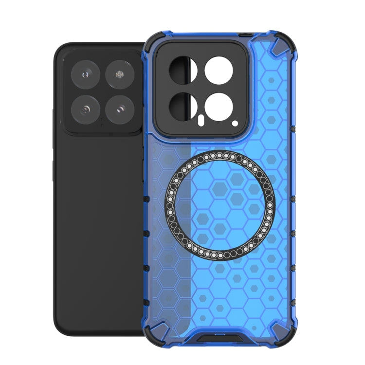 For Xiaomi 14 Honeycomb Magnetic Ring Shockproof Phone Case