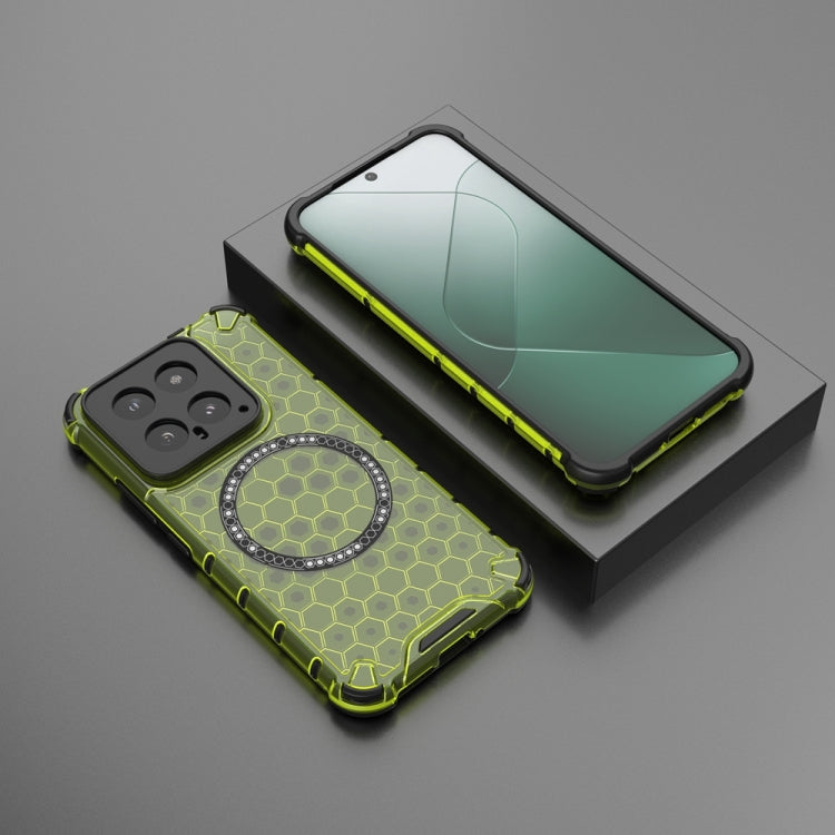 For Xiaomi 14 Honeycomb Magnetic Ring Shockproof Phone Case