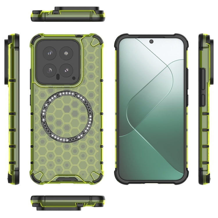 For Xiaomi 14 Honeycomb Magnetic Ring Shockproof Phone Case
