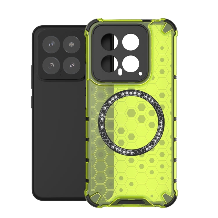 For Xiaomi 14 Honeycomb Magnetic Ring Shockproof Phone Case