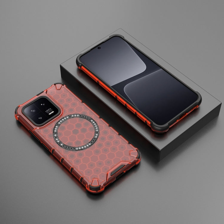 For Xiaomi 13 Honeycomb Magnetic Ring Shockproof Phone Case