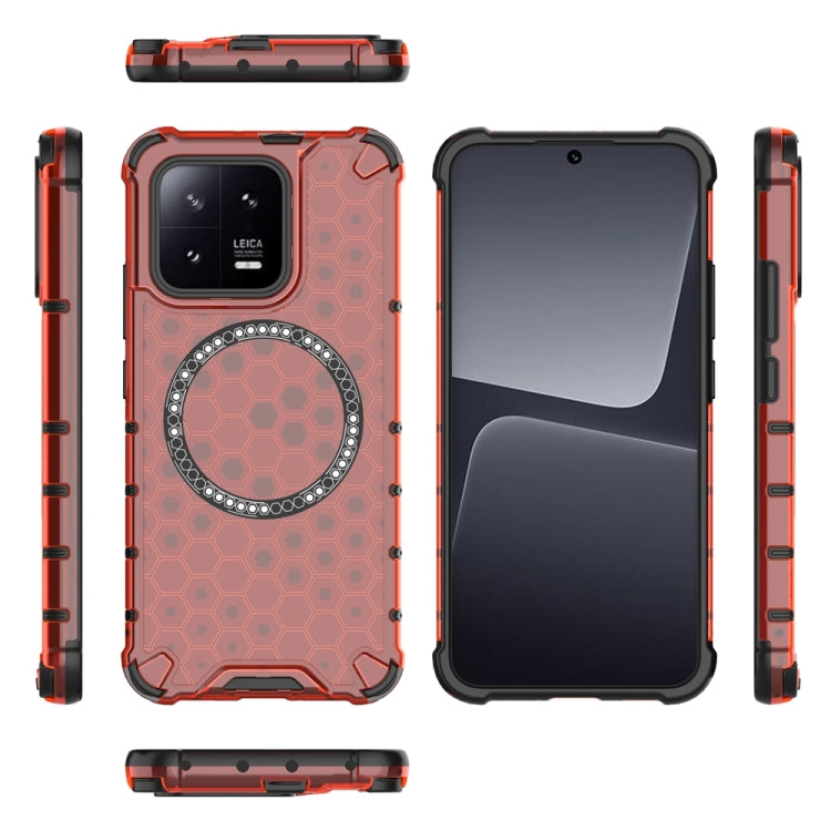 For Xiaomi 13 Honeycomb Magnetic Ring Shockproof Phone Case