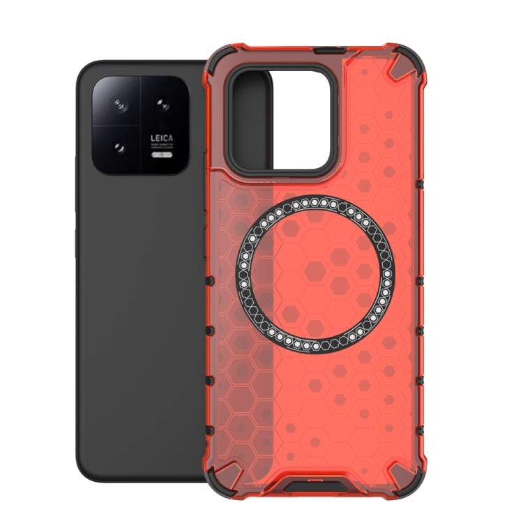 For Xiaomi 13 Honeycomb Magnetic Ring Shockproof Phone Case