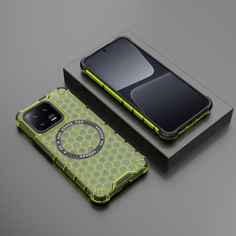 For Xiaomi 13 Honeycomb Magnetic Ring Shockproof Phone Case