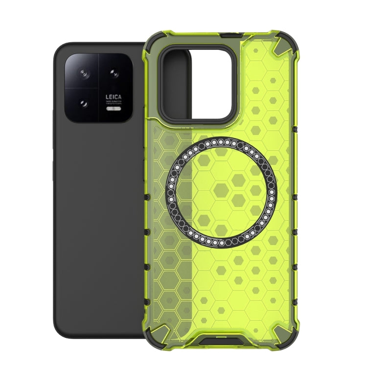 For Xiaomi 13 Honeycomb Magnetic Ring Shockproof Phone Case