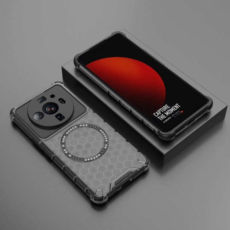 For Xiaomi 12S Ultra Honeycomb Magnetic Ring Shockproof Phone Case
