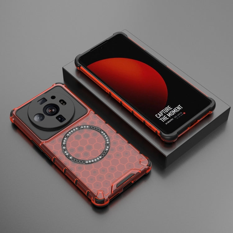 For Xiaomi 12S Ultra Honeycomb Magnetic Ring Shockproof Phone Case