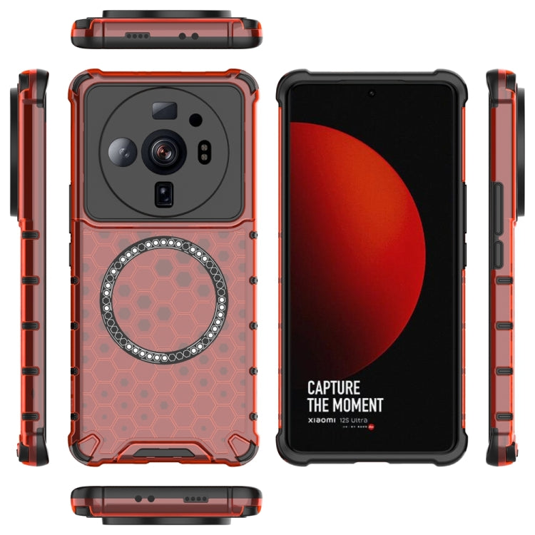 For Xiaomi 12S Ultra Honeycomb Magnetic Ring Shockproof Phone Case