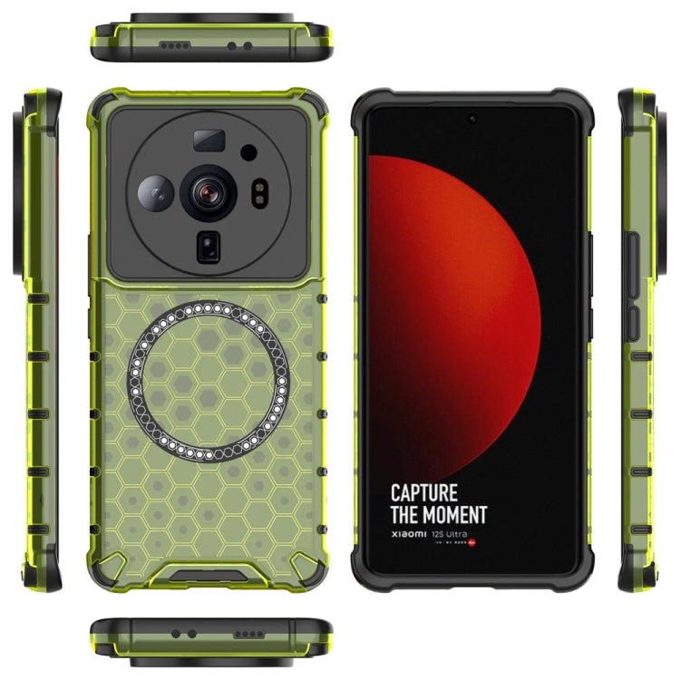 For Xiaomi 12S Ultra Honeycomb Magnetic Ring Shockproof Phone Case