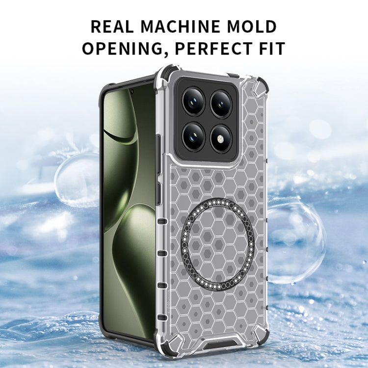 For Xiaomi 14T Pro 5G Global Honeycomb Magnetic Ring Shockproof Phone Case