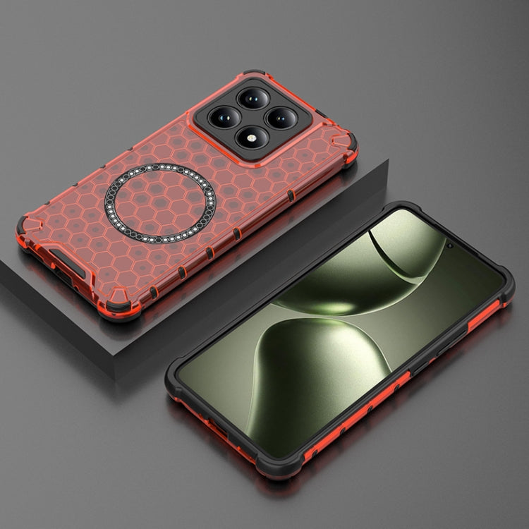 For Xiaomi 14T Pro 5G Global Honeycomb Magnetic Ring Shockproof Phone Case