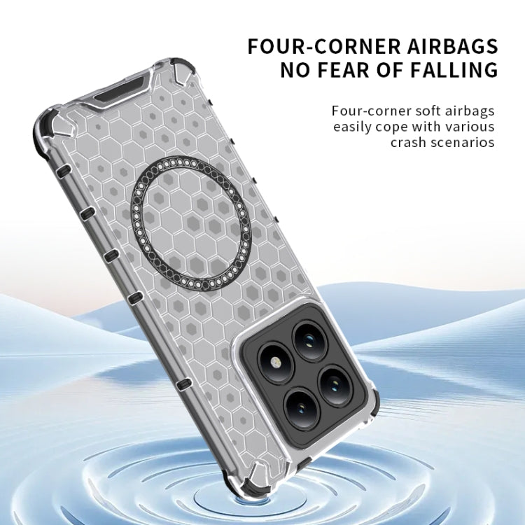 For Xiaomi 14T Pro 5G Global Honeycomb Magnetic Ring Shockproof Phone Case