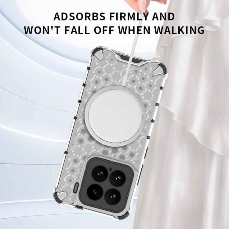 For Xiaomi 15 Honeycomb Magnetic Ring Shockproof Phone Case
