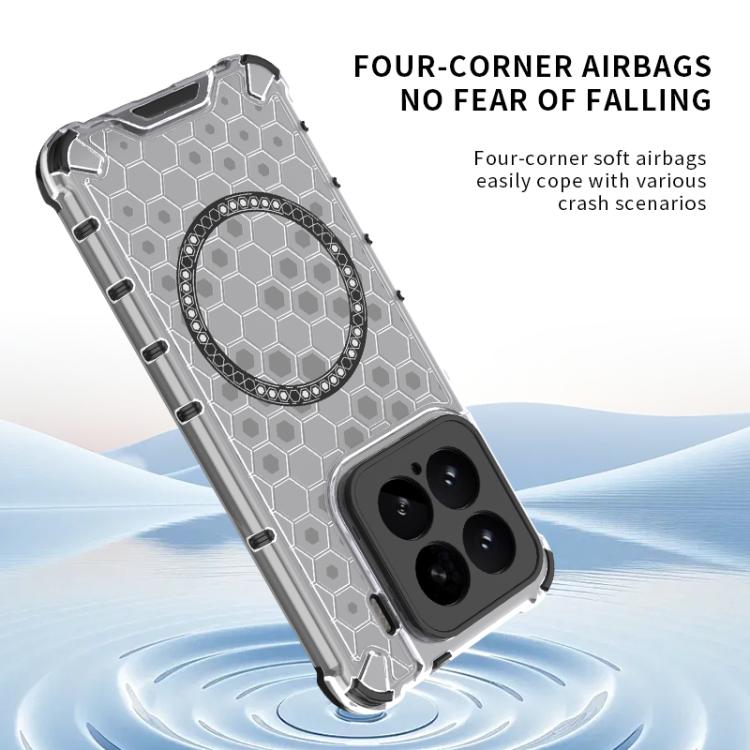 For Xiaomi 15 Honeycomb Magnetic Ring Shockproof Phone Case