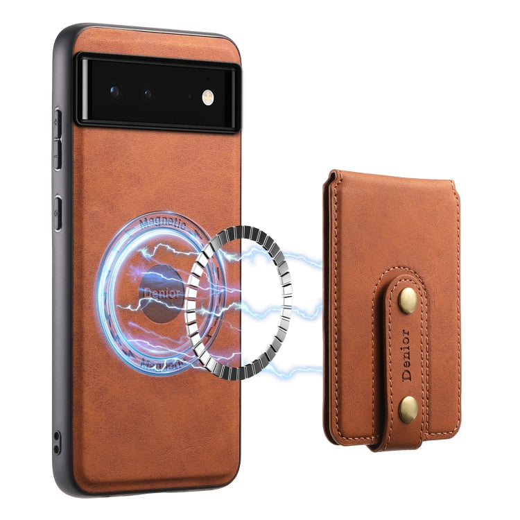 For Google Pixel 6 Denior D14 NK Retro Pattern MagSafe Magnetic Card Holder Leather Phone Case