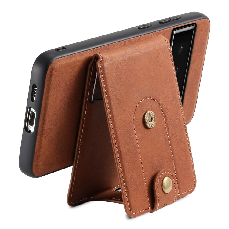 For Google Pixel 6 Pro Denior D14 NK Retro Pattern MagSafe Magnetic Card Holder Leather Phone Case
