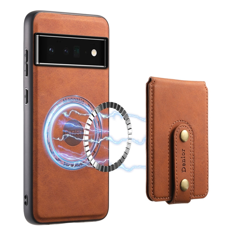 For Google Pixel 6 Pro Denior D14 NK Retro Pattern MagSafe Magnetic Card Holder Leather Phone Case