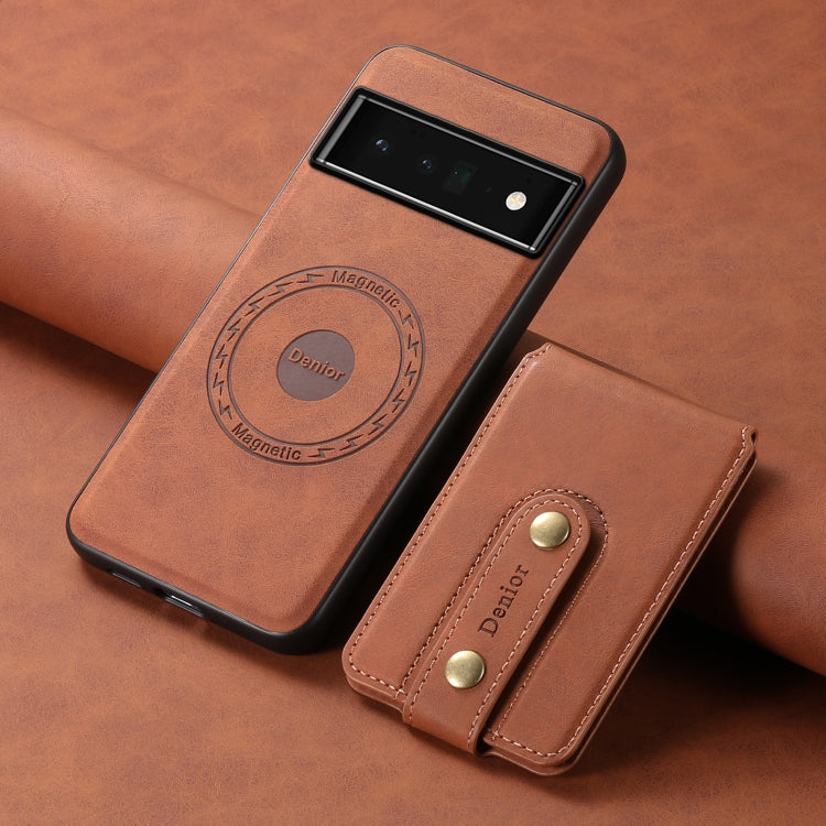 For Google Pixel 6 Pro Denior D14 NK Retro Pattern MagSafe Magnetic Card Holder Leather Phone Case