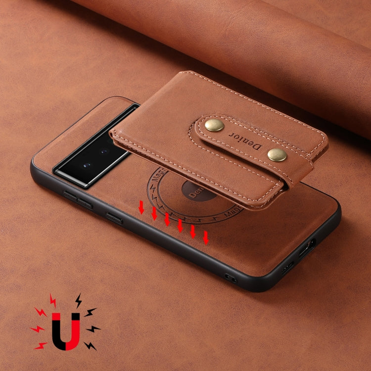 For Google Pixel 6 Pro Denior D14 NK Retro Pattern MagSafe Magnetic Card Holder Leather Phone Case