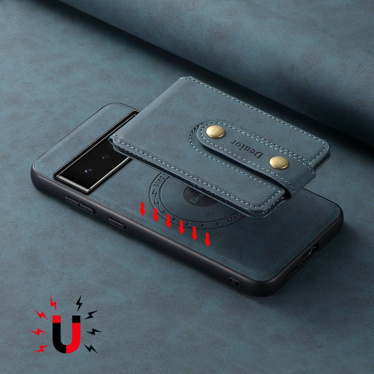 For Google Pixel 6 Pro Denior D14 NK Retro Pattern MagSafe Magnetic Card Holder Leather Phone Case