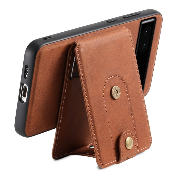 For Google Pixel 6a Denior D14 NK Retro Pattern MagSafe Magnetic Card Holder Leather Phone Case