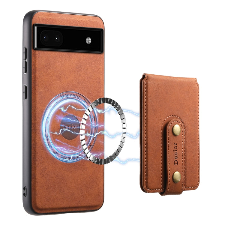 For Google Pixel 6a Denior D14 NK Retro Pattern MagSafe Magnetic Card Holder Leather Phone Case